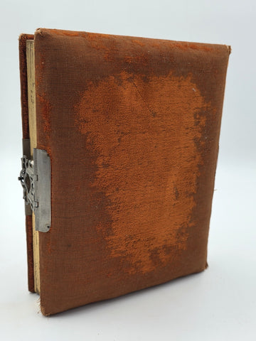 ANTIQUE 19TH C VICTORIAN ORANGE VELVET CABINET PHOTO FAMILY ALBUM. FULL PICTURES