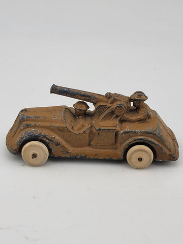 Rare Set Of 3 Antique 1930's Barclay Manoil Armored Cars & Anti-Tank Gun Cars.