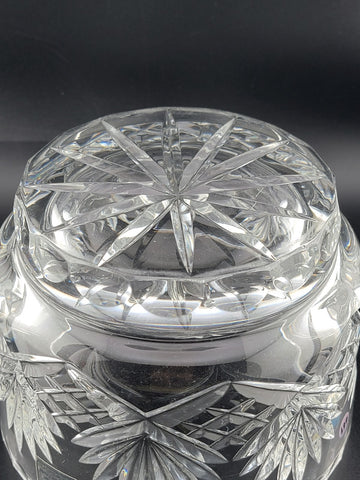 Vintage Illusions 24% Full Lead Crystal Clear Footed Bowl Hand Cut Germany