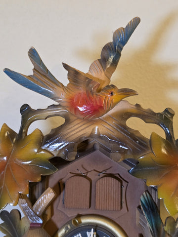 Vtg German Regula Black Forest Hunter Musical Cuckoo Clock 3 Weight Carved. Read