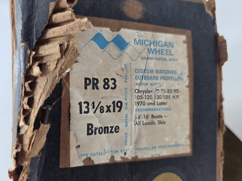 Vintage NIB Michigan Wheel PR83 Bronze Boat Prop 13 1/8 x 19 3 Blade Outboard