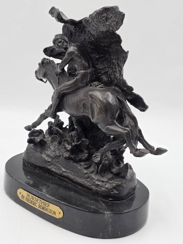 Vintage Frederic Remington Bronze Statue "The Horse Theif" Licenced Reproduction