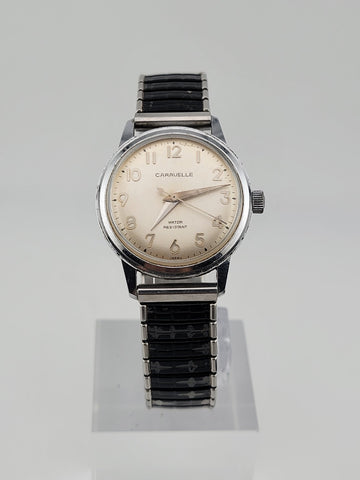 Vintage 1960's Caravelle BULOVA Mechanical Handwound Watch Stainless steel Works