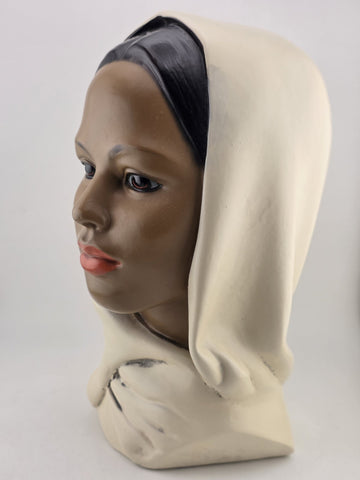 Vintage Marwal Ceramic/Chalkware Head Bust Middle Eastern Woman Headscarf