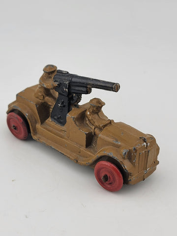 Rare Set Of 3 Antique 1930's Barclay Manoil Armored Cars & Anti-Tank Gun Cars.