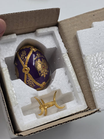 Set Of 4 Franklin Mint House of Faberge Jeweled Imperial Eggs Stands Boxed