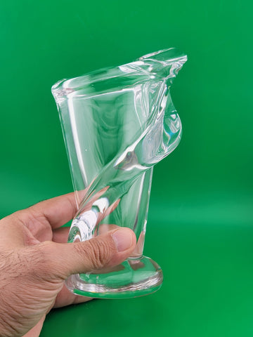 VINTAGE MCM ART VANNES LE CHATEL CALLA LILY VASE 7" CLEAR FRENCH ART GLASS