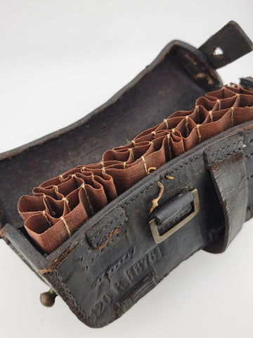 Private: Antique 1876 Indian Wars 120R Leather Cartridge / Ammo Pouch Arsenal