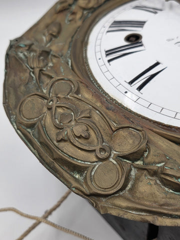 Rare Antique 1850's French Comtoise/Morbier Hanging Clock Movement. Untested.