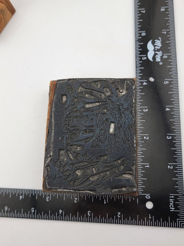 Antique Farmers Market Printing Block. Very Rare. Advertising Item