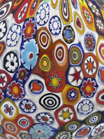 Vtg Fratelli Toso Murano Millefiori Art Glass Vase Pitcher Colorful Floral Italy