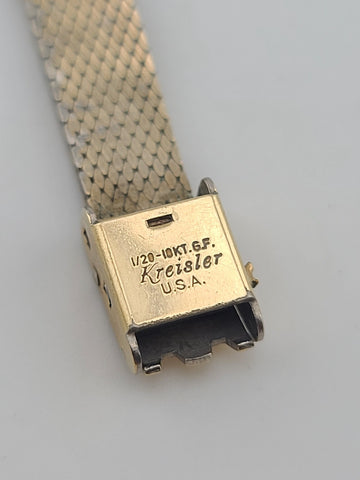 Vintage Woman 10kt Solid Rose Gold Elgin 17 Jewels Swiss Made Watch W 8 Diamonds