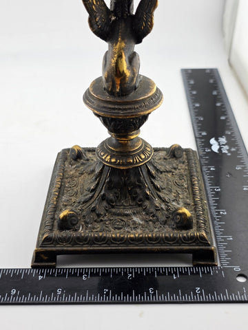 Ultra Rare 19th Century Egyptian Revival Gilt Bronze Sphinx Candlestick Holders
