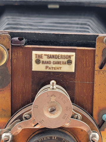 Antique F.H. Sanderson Wooden Hand Camera. Bausch & Lomb Black Bellows. Untested
