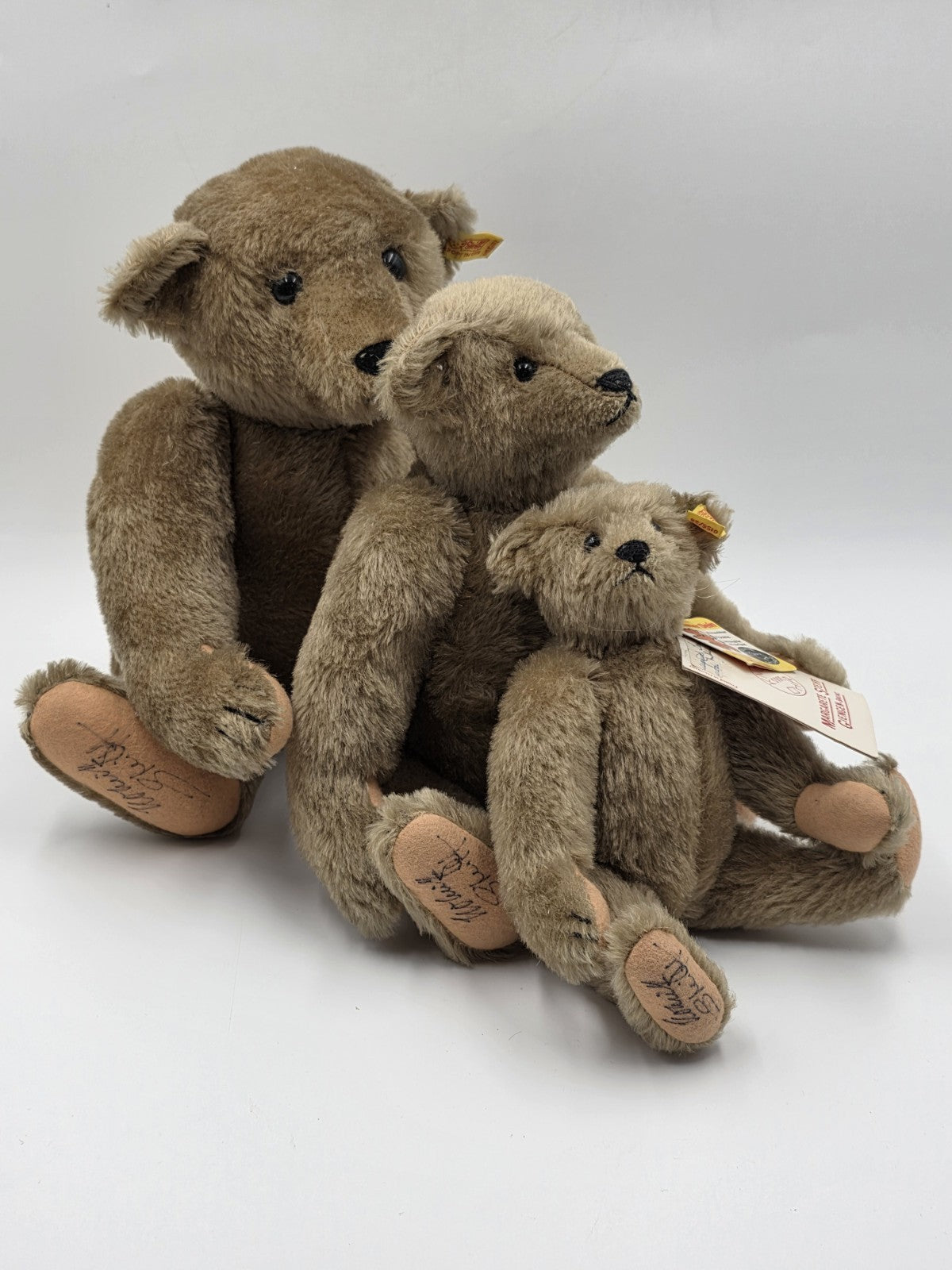 Rare Set Of 3 1982 Steiff Museum Teddy Bear Hand Signed Mohair Giengen Brenz