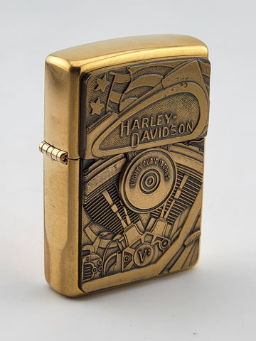 Unfired 1999 Harley Davidson Brass Twin Eighty Cubic Inches Engine Zippo Lighter