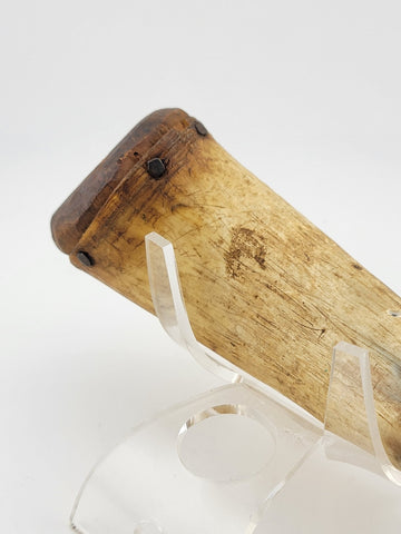 Rare Authentic Antique Civil War Era Black Powder Flask of Natural Horn