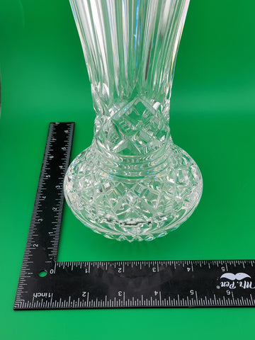 Vtg 1970's Waterford Crystal Giftware 10" Flower Vase Criss Cross Vertical Cut