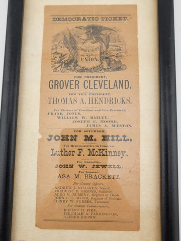 Rare Democratic Ticket President Grover Cleavland New Hampshire 1884 Election