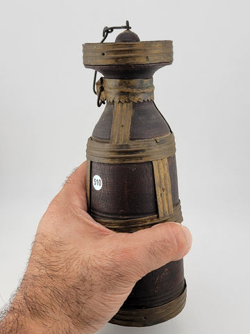 ANTIQUE TRIBAL ART JUG CANTEEN WOOD METAL AFRICA ETHIOPIA OROMO PEOPLE
