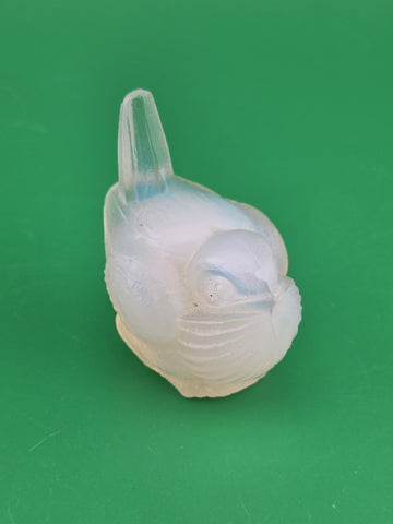 Set Of 2 Sabino Art Glass France Opalescent Feeding Bird Figurines. VG Cond.