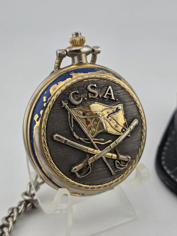 Vintage JEB Stewart Pocket Watch Franklin Mint Civil War Library & Museum. Works