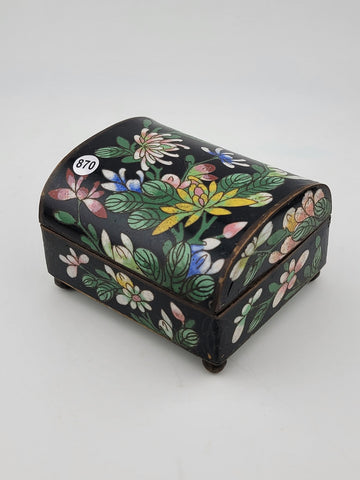 Rare Antique Chinese Cloisonne Enamel Inlaid Small Trinket, Jewelry Box.