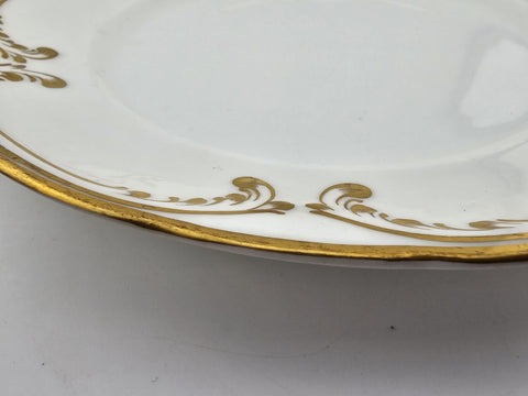 Lot Of 5 Antique Coalport 24k Gold White Dinner Plates England 8.5"dia. C 1910.