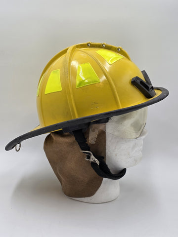 Vintage MSA Cairns 1044 2015 Yellow Firefighter Helmet Front Visor No Scratch