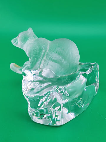 Faberge Crystal Polar Bear Signed Igor Carl Faberge Made in France. Missing Fish