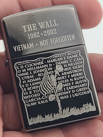 Vintage Rare Unfired 2002 Zippo The Wall Vietnam Remembered 1982 - 2002 Lighter