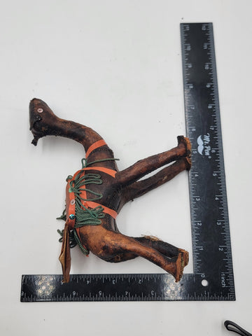 Rare Set Of 3 Antique Handmade Leather Camels W Saddles Nativity. Circa 1910.