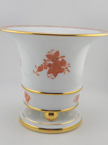 Rare Herend Hand Painted Floral Cachepot Jardiniere Ball Footed Pedestal Vase