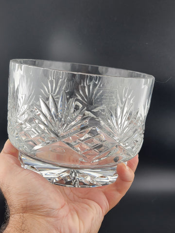 Vintage Illusions 24% Full Lead Crystal Clear Footed Bowl Hand Cut Germany