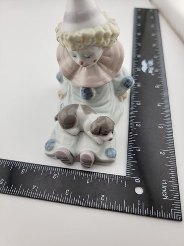 Retired LLadro Spain Figurine # 5277 Pierrot With Puppy Commedia Dell'Arte Clown