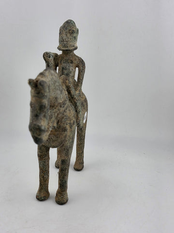 RARE ANTIQUE C 1920 EQUESTRIAN FIGURE BRONZE KOTOKO PEOPLE CHAD CENTRAL AFRICA