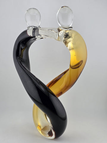 Vintage Dale Tiffany Hand-Blown Art Glass Hearts Lovers Hugging Sculpture