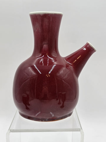 Vintage 1982 Studio Art Porcelain JS Cummings Red Pitcher & 4 Glasses Signed.