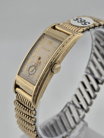 Antique 1940's Bulova 10K GF Curved Tank Art Deco Manual Wind Watch Serviced