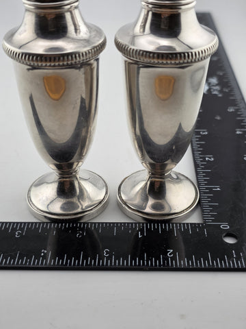Antique Fisher Sterling Silver Weighted Bottom Salt & Pepper Shakers #1362.