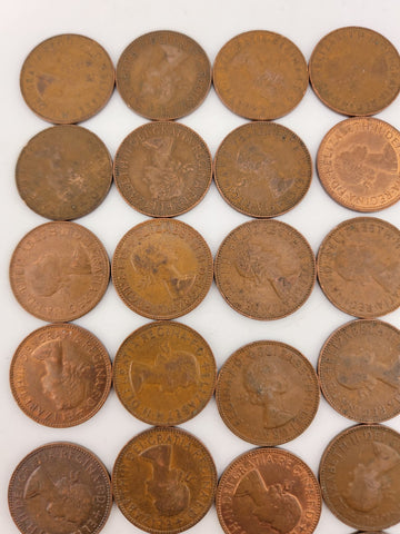 Lot Of 28 Queen Elizabeth II 1954-69 Great Britain Half Penny UK 1/2 Pence Coin