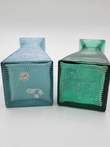 2 Cool Vidrios San Miguel Handmade Spain Recycled Glass Sea Green Textured Vases