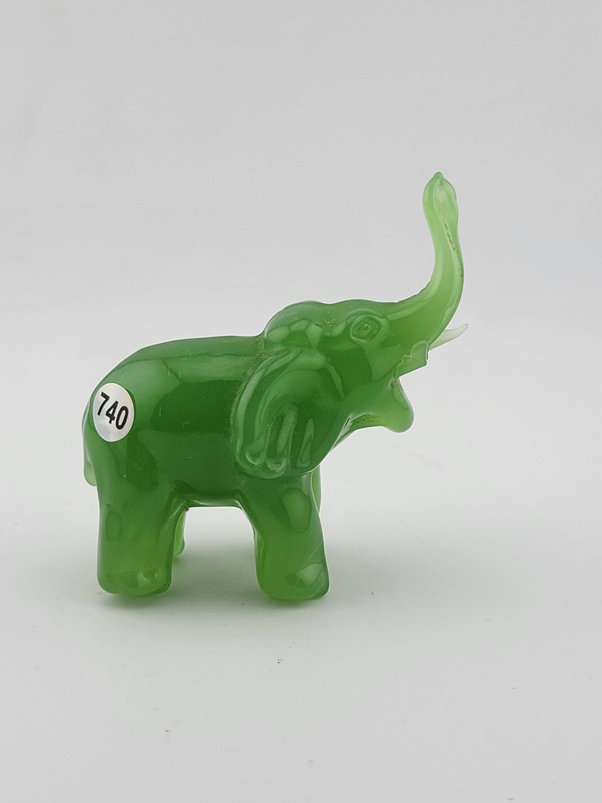 Vintage Original Green Jade Miniature Elephant Figurine. Missing One Tusk.