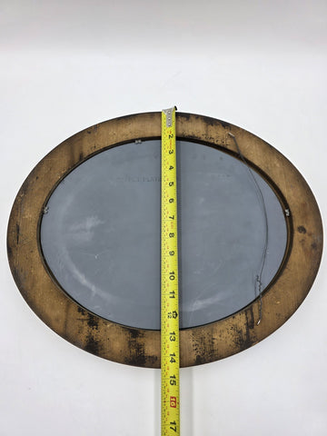 Antique Hand Carved Gilt Wood Oval Mirror Roses Floral Rococo 17” Wall Decor