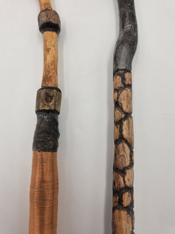 Set Of 2 Rare One Of A Kind Handmade Wooden Magic Wand Fantasy Staff Cosplay.
