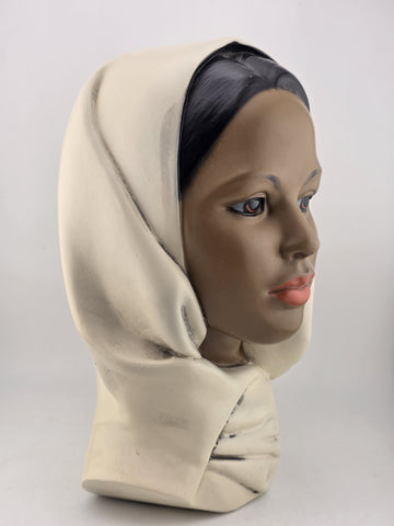 Vintage Marwal Ceramic/Chalkware Head Bust Middle Eastern Woman Headscarf