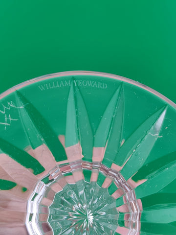 Rare William Yeoward Crystal 8" Trumpet Bud Vase Diamond Cut Fluted Rim England
