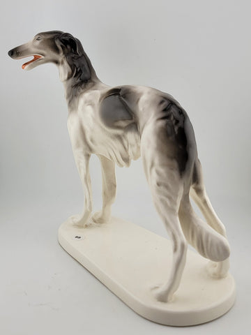 Rare Antique Original German porcelain Borzoi dog figurine 1928. by R. Steiner
