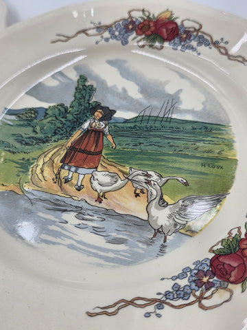 Set Of 6 OBERNAI SARREGUEMINES FRANCE FREE GRINDLEY AND CO BM32 CERAMIC PLATES