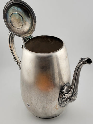 Antique Wm. Rogers & Son "Spring Flower" Silver Plated Tea/Coffee Pot.
